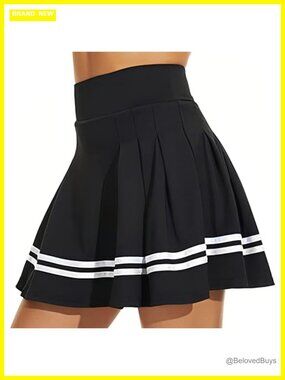 Pleated Tennis Skort Built-in Shorts High Waist Athletic Skirt with Pockets